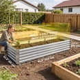 thumbnail image 3 of Outsunny 8x2.6x1.5ft Galvanized Raised Garden Bed, Open Bottom, Silver, 3 of 10