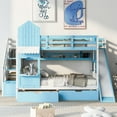 thumbnail image 2 of BELLEMAVE Kids Castle Bunk Bed with Storage Drawers, Shelf, Slide and Safety Guardrail, Full over Full Bunk Bed with Stairs, Castle Bunk Bed/Playhouse Bed for Girls, Boys, Kids(Blue), 2 of 9