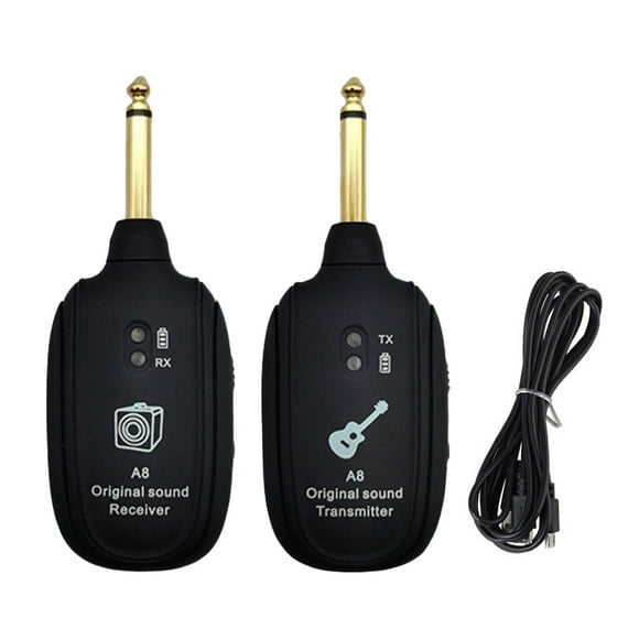 Seitruly Transmisor de guitarra eléctrica de plástico portátil 30M luz indicadora recargable portátil 730mhz bajo violín receptor Electrónica