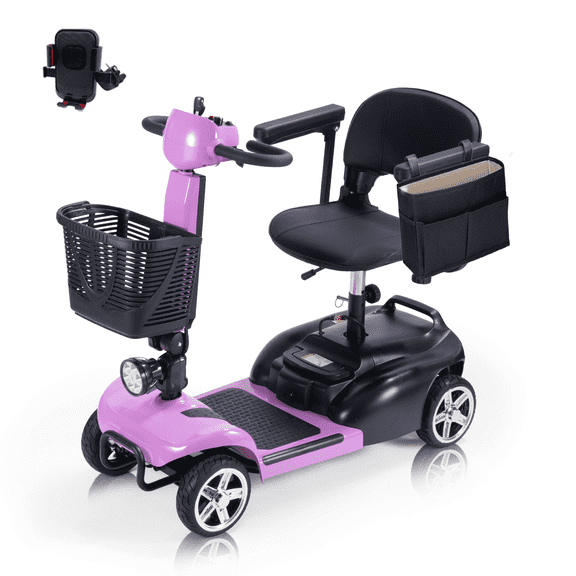 TOXOZERS 4 Wheel Mobility Scooter, Electric Scooter with Seat,Lightweight Mobility Scooter with Removable Battery. 6 MPH High Speed 265 lbs Capacity, Foldable Design (PURPLE)