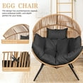 thumbnail image 6 of Walsunny Egg Chairs Outdoor Patio Wicker Oversized Egg Shell Lounger Lawn Chair with Cushion for Indoor Outside Porch Balcony Backyard, Original Wood Color Rattan Gray Cushion, 6 of 8