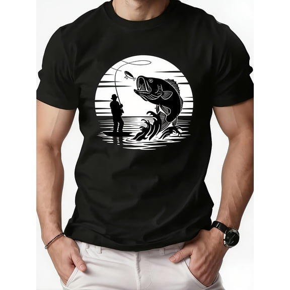 Men's Vintage Retro Bass Fishing Graphic T-Shirt