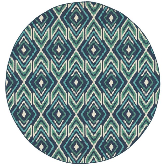 Oriental Weavers Meridian 7'10" Round Machine Woven Rug in Navy