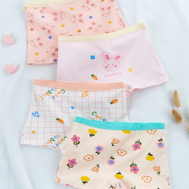 4 Pcs Culottes Courtes Graphiques Mignonnes pour Filles Tout-Petits