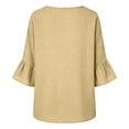 thumbnail image 5 of Hilenly 3/4 Bell Sleeve Tops for Women Side Button Cotton Linen Shirts V Neck Blouse, 5 of 10