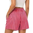 thumbnail image 5 of Axiiglly Womens Shorts Striped Print High Mid Rise Drawstring Elastic Waist Summer Beach Boho Shorts with Pockets, S-3XL, 5 of 6