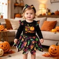 thumbnail image 2 of Quealent Newborn Baby Girl Halloween Clothes Fall Long Sleeve Romper Shirt Bow Layered Shorts Skirt Thanksgiving Outfit (Orange, 1-3 Months), 2 of 7
