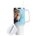 thumbnail image 2 of 40 Oz Car Handle Water Bottle Water Cup Water Bottle Water Jug Coffee Cup Travel Water Bottle Pretty Brown Lion Face, 2 of 8