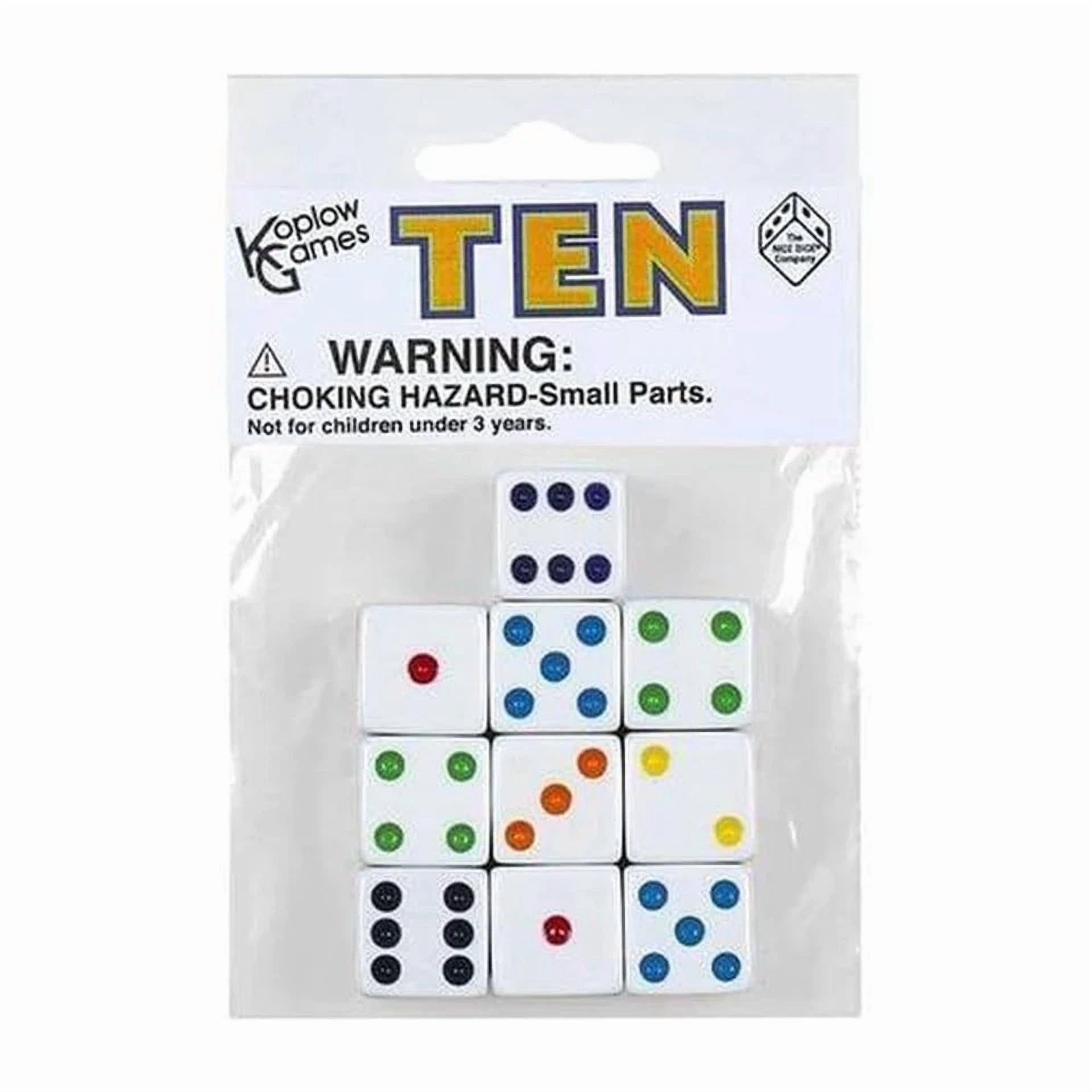 BUTTERFLY- Pack Of 10 White 16Mm D6 Dice With Black Pips For Board Games