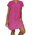 thumbnail image 1 of B91xZ Robes Décontractées pour Femmes Robe Longue Ample à Manches Courtes Fendue Maxi Robe d'Été de Plage, Rose Vif TTG, 1 of 2