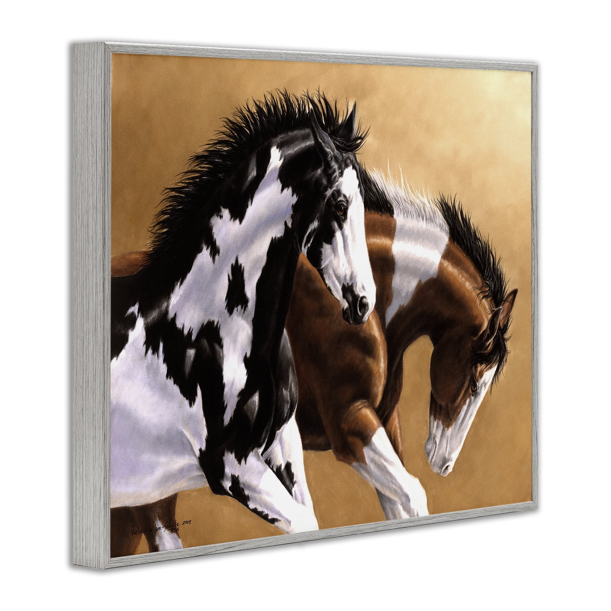 Stupell Industries Wild & Free Mares Animals & Insects Painting Gray Framed Art Print Wall Art, 14 x 11