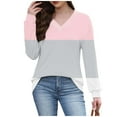 thumbnail image 4 of ylioge S-5X Plus Size Womens V Neck Sweatshirts Long Sleeve Shirts Casual Color Block Pullover Comfortable Athletic Workout Sweatshirt Tops, 4 of 7