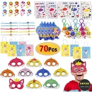 70 Pc Baby Shark Party Favors - Mask Gift Bags Bracelets Keychains Stickers for Kids Baby Shark Birthday Party Supplies