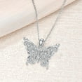 thumbnail image 3 of AOBOCO Diamond Butterfly Pendant Necklace for Women 925 Sterling Silver Lab Grown Diamond Jewelry Gifts for Loved Ones, 3 of 6