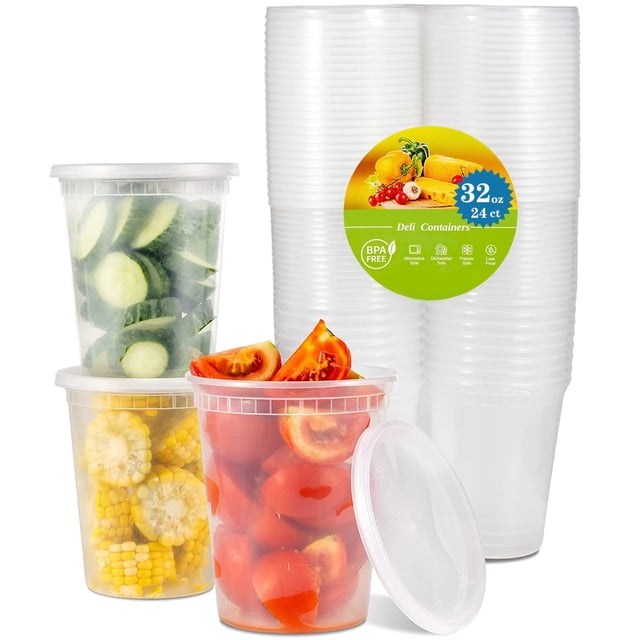 TashiBox Food Storage Lids Microwavable, Soup Container, 32 Ounce, 24 Sets