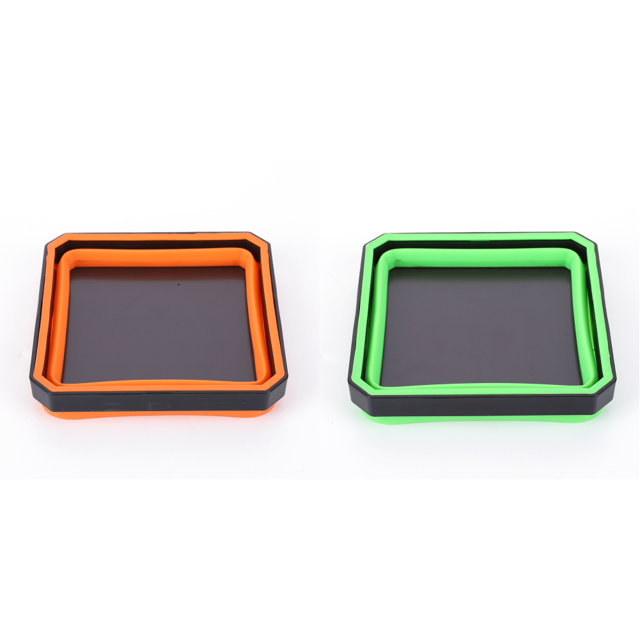 Caja de almacenamiento de piezas de herramientas de metal de 4,53 pulgadas, bandeja magnética plegable para piezas (naranja)