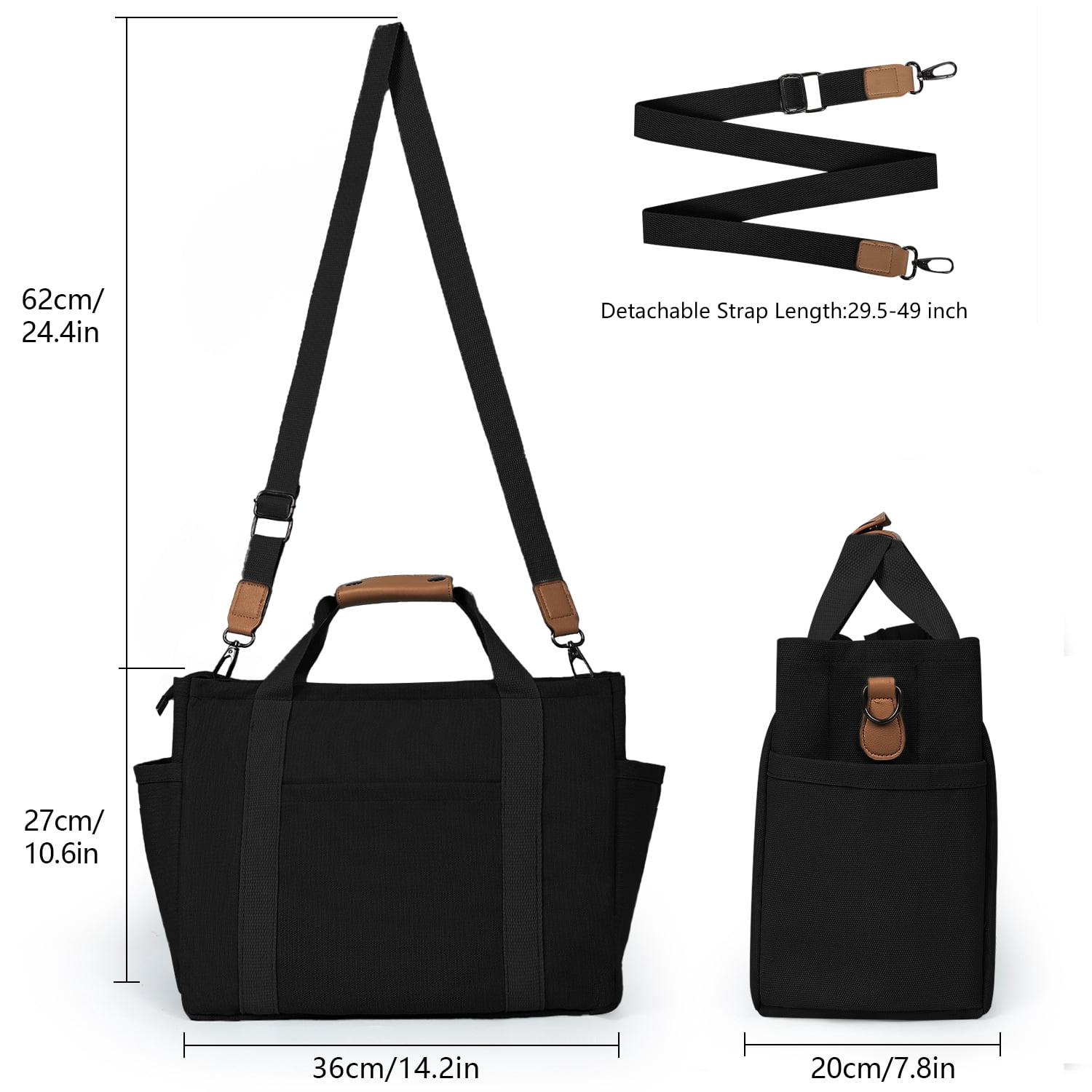 Large Canvas Tote Bag for Women With Pockets, Cute Crossbody Shoulder Purses Handbag for Work Travel
