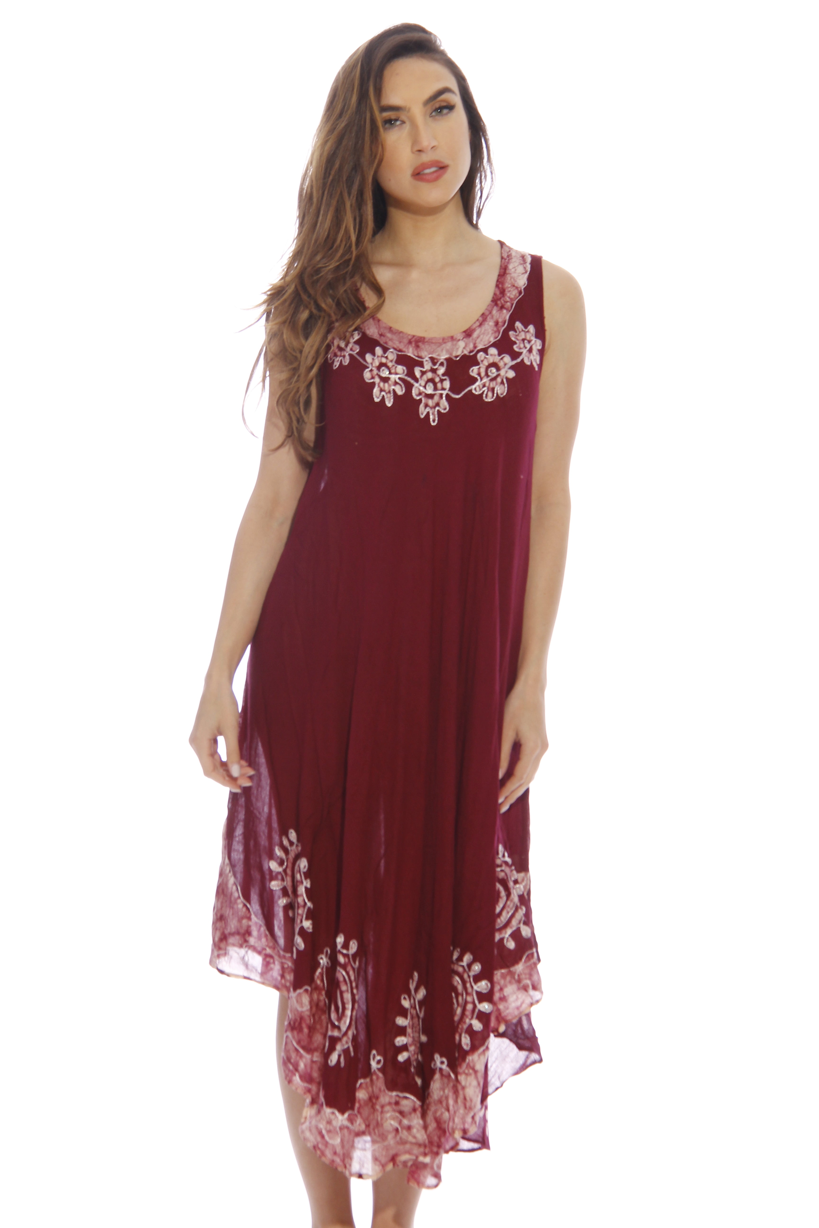 Just Love Summer Dresses Plus Size / Swimsuit Cover Up / Resort Wear (Burgundy Swirl, 3X