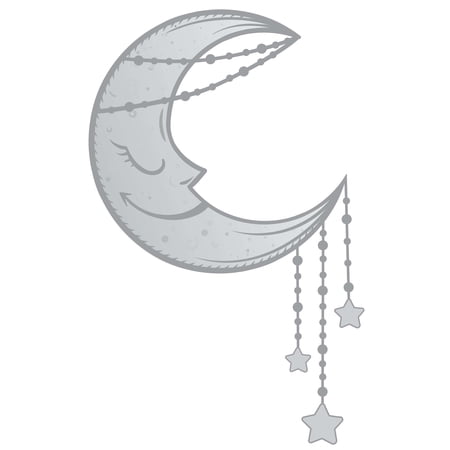 Sleeping Moon with Stars for Living Room Vinyl Wall Decal - Cute Crescent Earth's Satellite Artwork Design for Relaxing Wall Decoration 20" x 30"