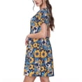 thumbnail image 2 of Naloa Skull daisy yellow blue Print Womens Summer A-Line Dress with Pockets,Short Sleeve Dresses,Flowy Beach Swing Dress for Vacation Travel, 2 of 6