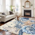 thumbnail image 2 of Area Rug for Living Room, Blue Starfish Coastal Non-Slip Indoor Large Carpet for Bedroom/Dining Room, Eucalyptus Summer Nautical Shell Retro Washable Rectangle Floor Runner Rugs - 5 x 7 Ft, 2 of 8