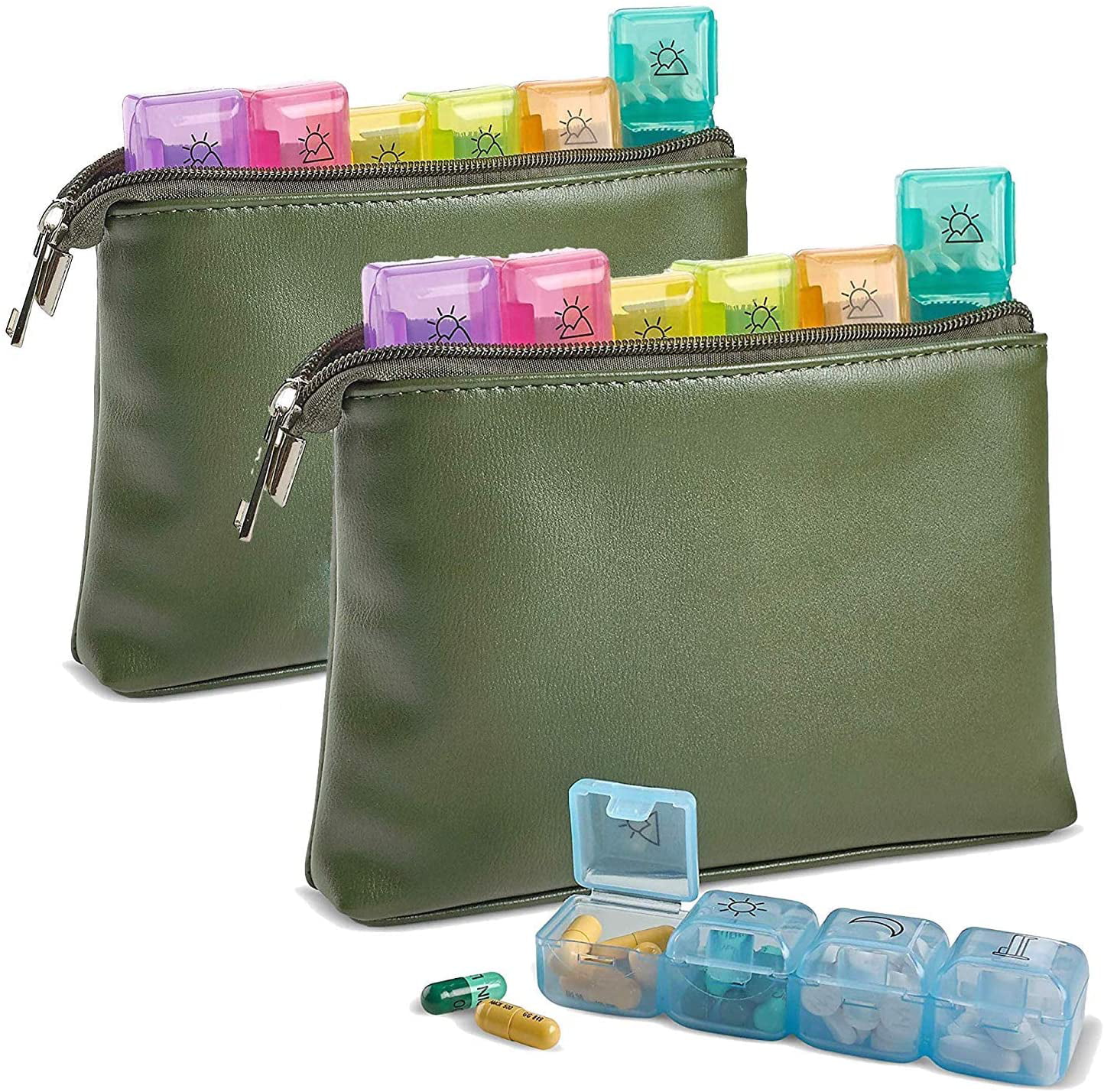 Weekly Travel Pill Organizer Pack of 2 7Day Per Week