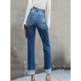 thumbnail image 2 of Yghzkop Women's High Waisted Straight Leg Jeans Stretchy Denim with Frayed Hem Casual Comfort Fit Trousers, 2 of 6