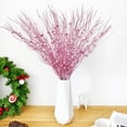thumbnail image 5 of 12 Pack Artificial Glitter Berry Stem Ornaments Pink Fake Christmas Picks Xmas Tree Decorative Sticks Glitter Picks Curly Twigs for Vase DIY Wreath Crafts Fireplace Decor, 5 of 8