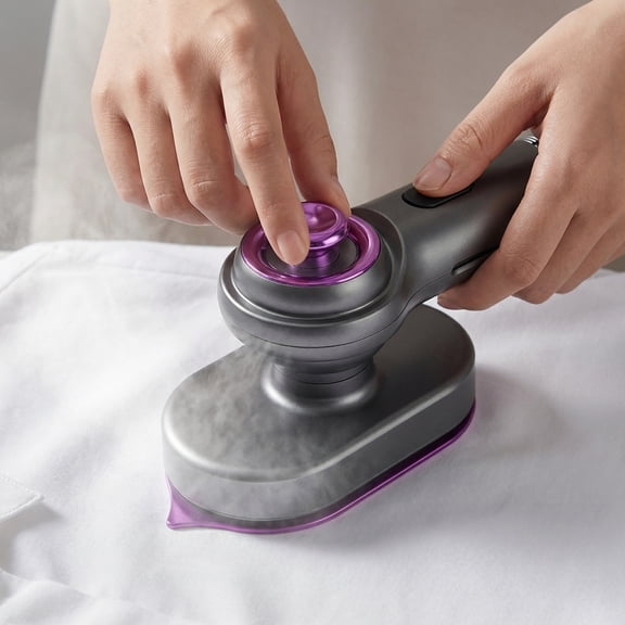 Mini Iron for Crafts, Travel Steamer for Clothes Portable Mini, Rotary Garment Iron Steamer, Smart Heat Adjustment, Flat Hanging, Gray Purple Trim, 1 Pc