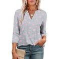 thumbnail image 4 of Sriper Ladies Elbow Sleeve Tops for Sweats,Dressy Casual Basic Tees Shirt Tunic Blouses ,3/4 Sleeve Tops Cotton,Fashion Print Clothes,Fashion Outfits for Teens Plus Size,Blusas Para Mujer Gray L, 4 of 7