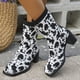 thumbnail image 2 of NECHOLOGY Botas Mujer Adulto Femenino Zapatos Botines de mujer Moda de mujer otoño nuevo tejido elástico media moda tacón grueso calcetines de felpa botas para mujer (White, 7), 2 of 7