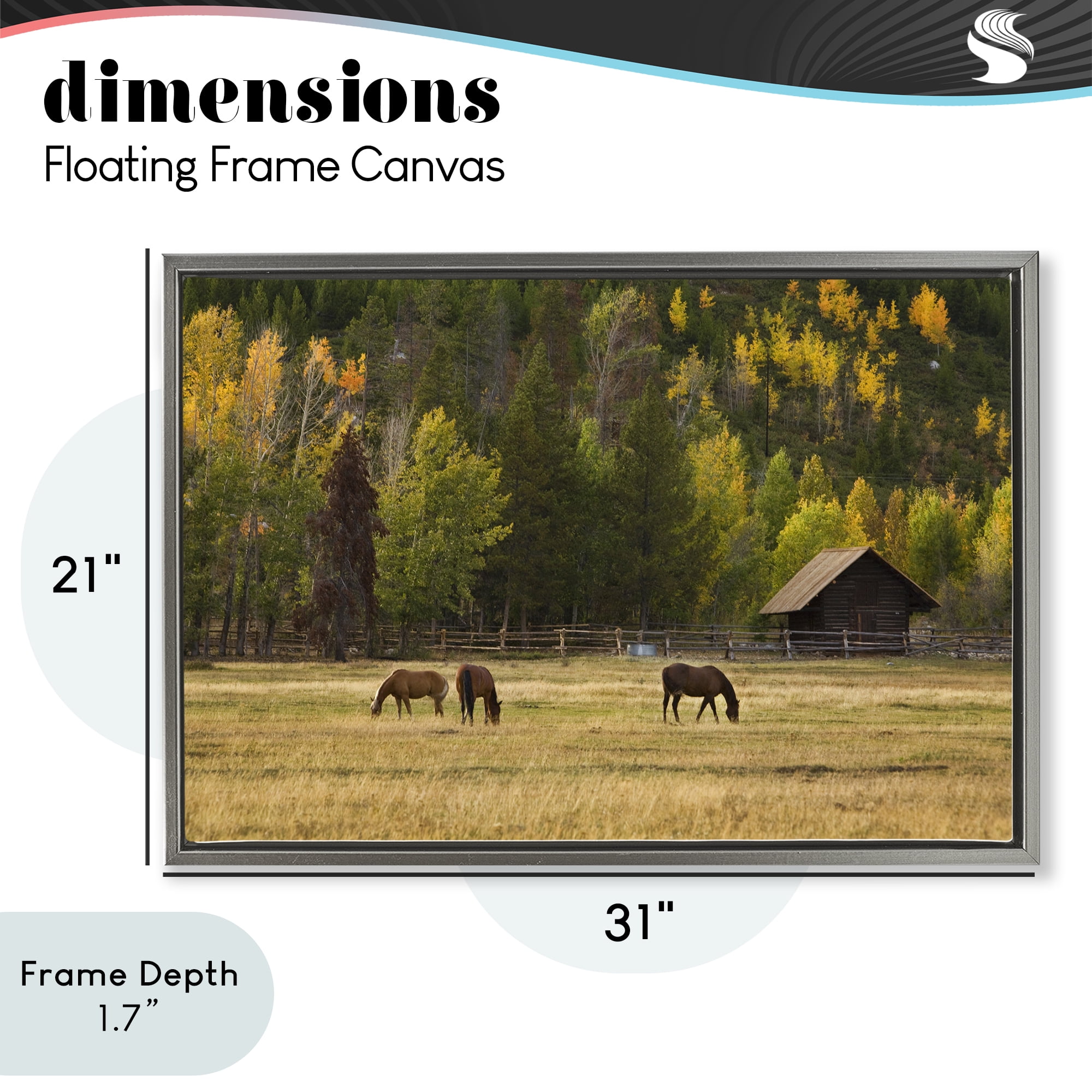 Stupell Industries Horses In Jackson Hole Gray Framed Floater Canvas Wall Art, design by Scott Stulberg