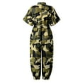 thumbnail image 3 of SELONE One Piece Jumpsuits for Women Casual Camo Fancy Bandage Long Pant Ladies Travel Comfortable Vacation Flowy Rompers Jumpers and Rompers Casual Short Sleeve Printing Buttons Camouflage M, 3 of 4