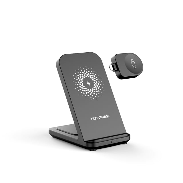 Cargador inalámbrico Compatible Teléfono Smart Watch Auricular Carga Dock Dock Estación Multifuncional Travel Stand Pad con cable 15w Yuarrent EL005858-00B