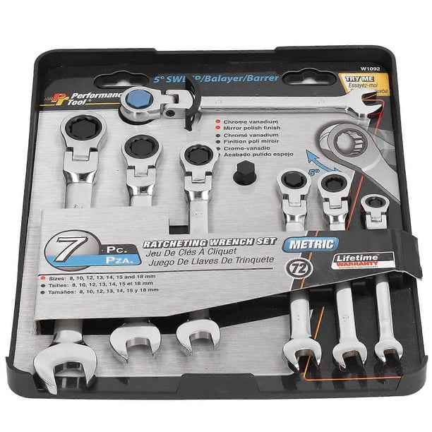 7Pcs Ratchet Wrench 180° Flex Head Rustproof Tool Set Kit for Maintenance Repair