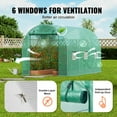 thumbnail image 6 of KFFKFF Tunnel Greenhouse, Dimensions 11.3x6.4x6.3 ft, Featuring a Sturdy Galvanized Steel Frame and Green PE Cover, Equipped with a Roll-up Zipper Door and Six Windows, 6 of 9