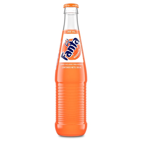 Fanta Orange Soda Pop Glass Bottle, 355 mL