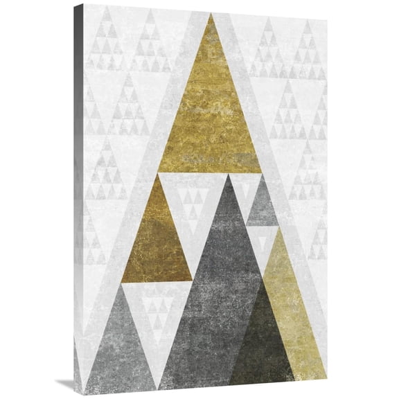 Global Gallery's 'Mod Triangles III Gold' By Michael Mullan Stretched Canvas Wall Art
