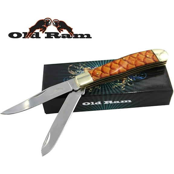 Old Ram Collection Everyday Carry Manual Folding Trapper Knife w/Smooth Resin