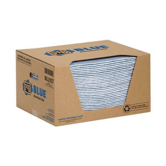 Pig Sorbent Pad, 12 gal, 15 in x 19 in, Universal, Blue, 50 PK BLU107