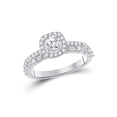 thumbnail image 1 of 14kt White Gold Round Diamond Halo Bridal Wedding Engagement Ring 1 Cttw, 1 of 1