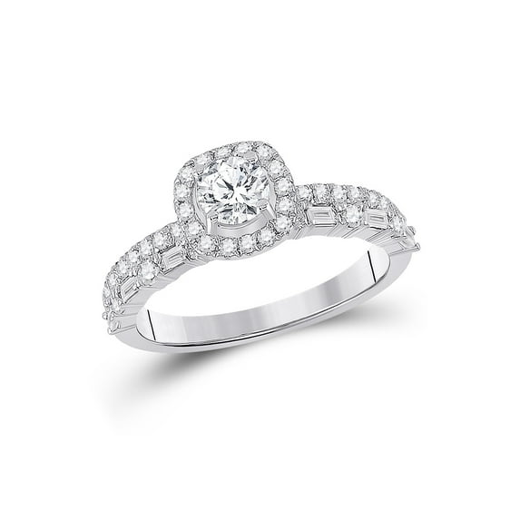 14kt White Gold Round Diamond Halo Bridal Wedding Engagement Ring 1 Cttw