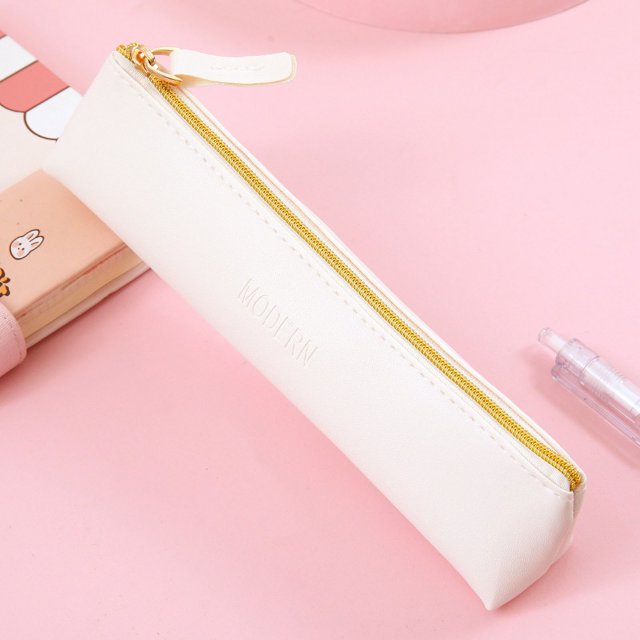 Estuche de cuero sintético de gran capacidad para lápices para estudiantes de primaria y secundaria, almacenamiento de papelería, creativo y multifuncional