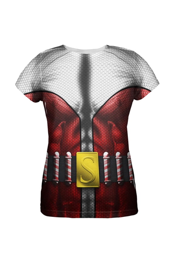 Christmas Superhero Santa Claus Costume All Over Womens T Shirt Multi MD