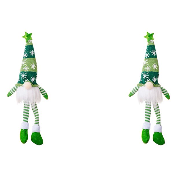 2uds. Muñeca navideña sin rostro, muñeca bonita, gnomo elfo, regalos de decoración del hogar de Navidad (verde largo)