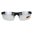 thumbnail image 2 of Xloop Baseball Half Rim Sport Warp Around Plastic Sunglasses Black Blue Silver Mirror, 2 of 4