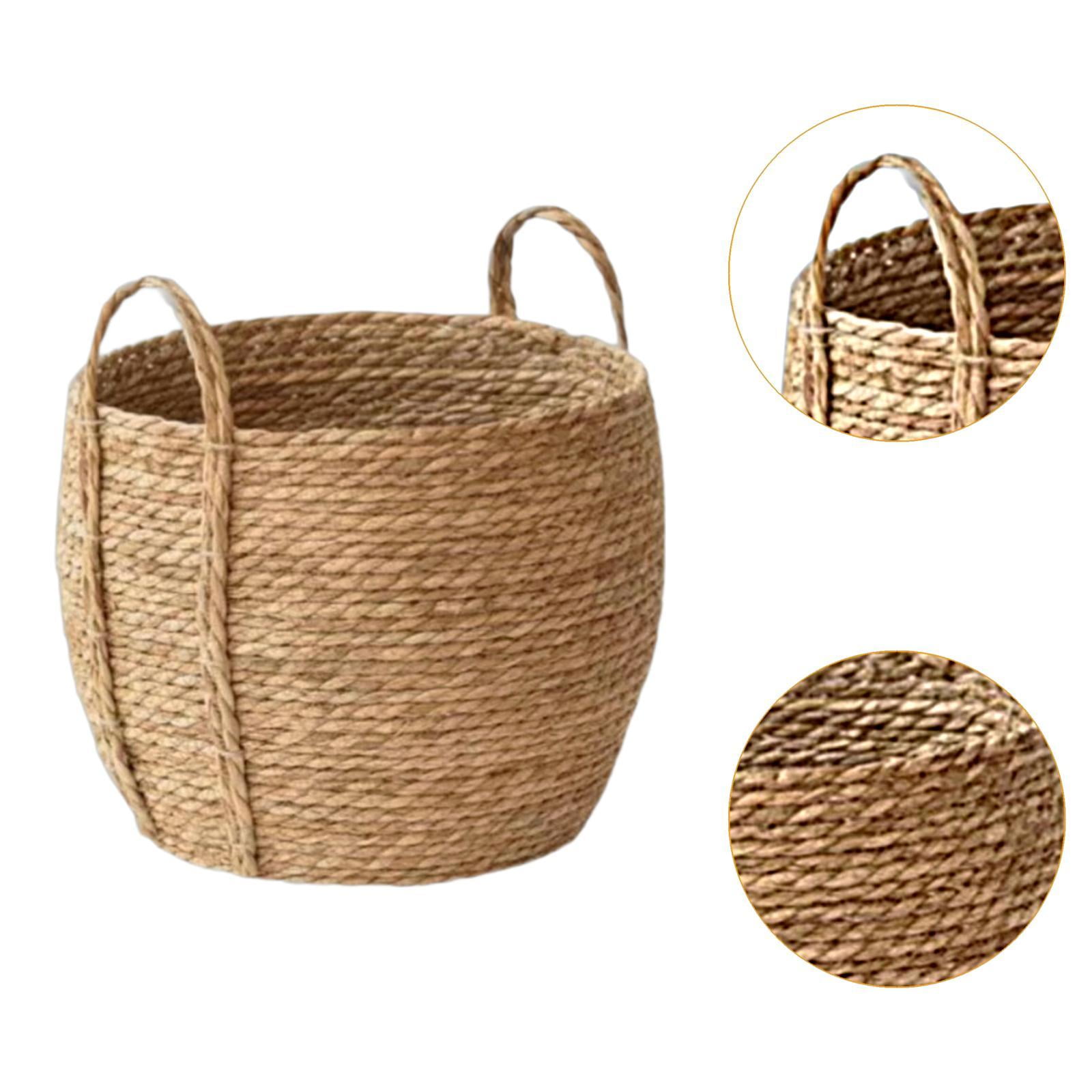 Vsenkes Woven Planter Basket Easy to Carry Ornament Home Decoration Plant Container for 35cmx35cmx28cm