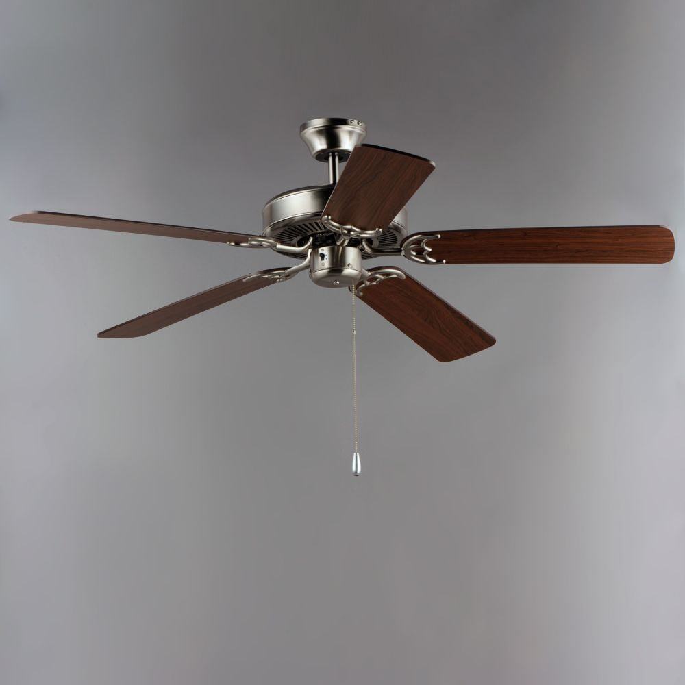 89907FTSNWP Maxim Lighting Basic-Max-Indoor Ceiling Fan with Light Kit I in  style-52 Inches wide by 18.25 inches high-Satin Nickel/Walnut/Pecan