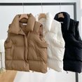 thumbnail image 4 of Abrigos de plumón elegantes con cuello levantado para mujer, ropa de abrigo cálida informal con cinturón sin mangas, chaquetas de invierno, otoño, 2024, 4 of 5