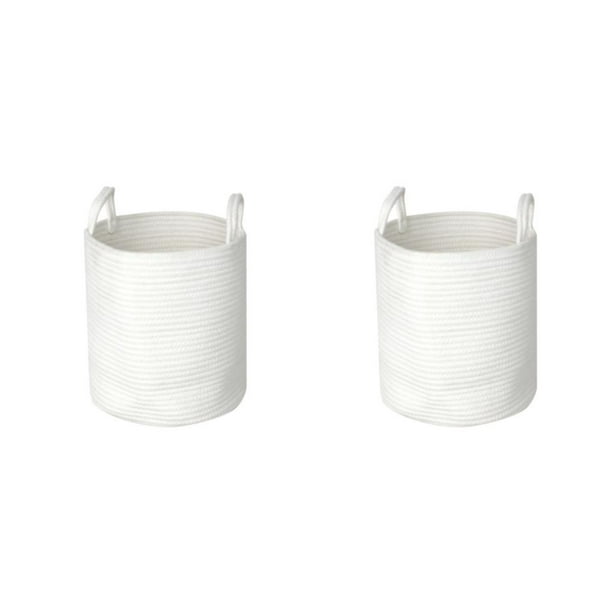 Cesta de almacenamiento Yuarrent canasta de alambre fácil de transportar blanco S